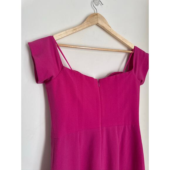 Dress The Population Bailey Off-Shoulder Bodycon Midi Dress in Hot Pink, Large - Picture 7 of 8